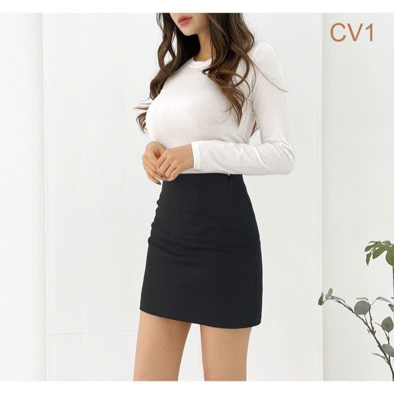Chân Váy Công Sở Ngắn Trên Gối - Chiều Dài 40cm Không Xẻ- Có Túi Mổ Lưng CV1
