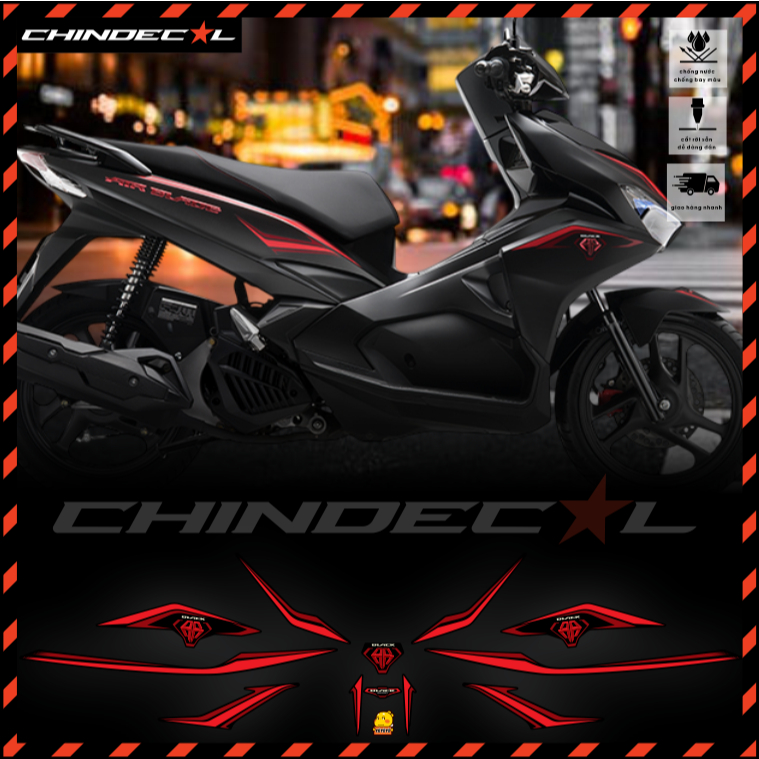 Tem Honda AirBlade [Đời 2016 đến 2019] Mẫu 2016 Black Edition | Nhiều Phối Màu | Tem cao cấp 3 lớp chống bay màu 666001
