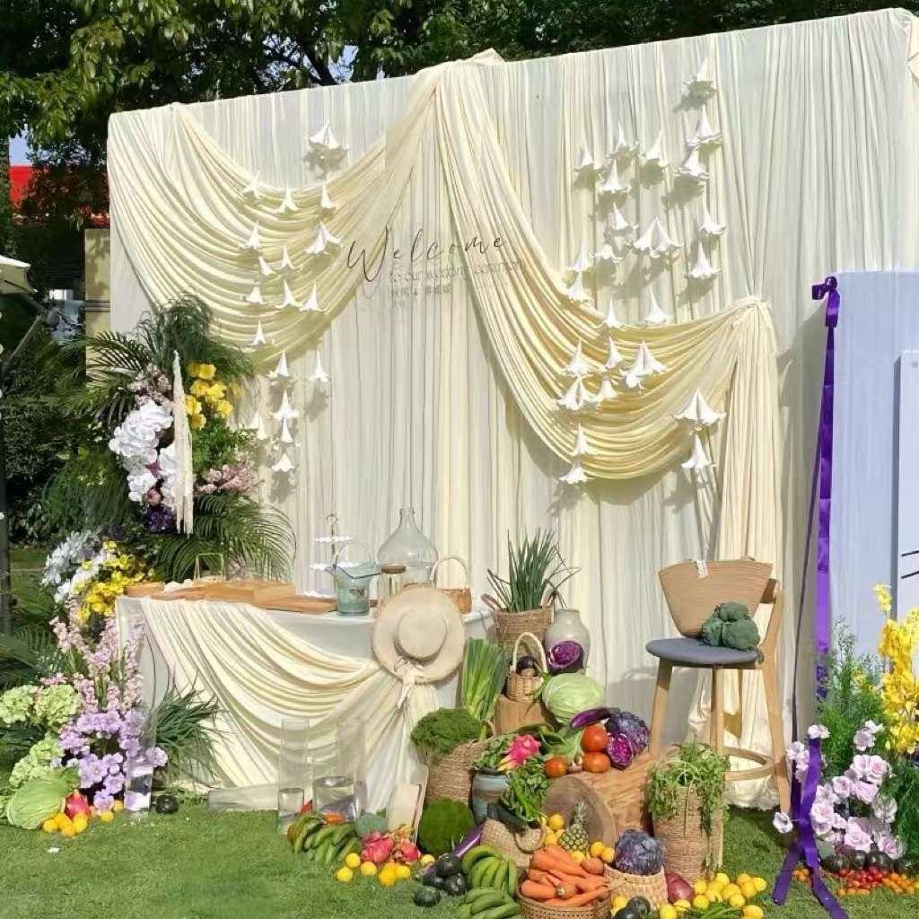 Rèm Vải Thun Lạnh Màu Kem Trắng Khổ Rộng 1m7 Trang Trí Tiệc, Đám Cưới, Sinh Nhật, Background Chụp Ảnh...(Đã May)