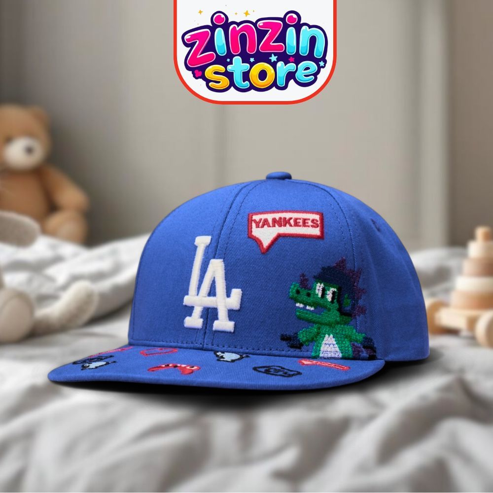 [GIẢM SỐC] Mũ lưỡi trai trẻ em MLB LA màu xanh dương hoạt hình ngộ nghĩnh cho các bé