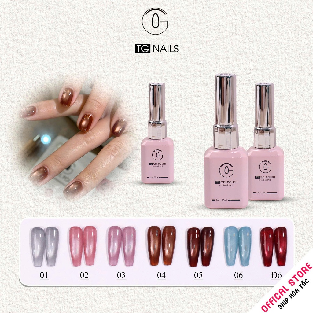  Sơn gel ánh trăng mắt mèo hãng TG siêu sáng cọ tròn 15ml 