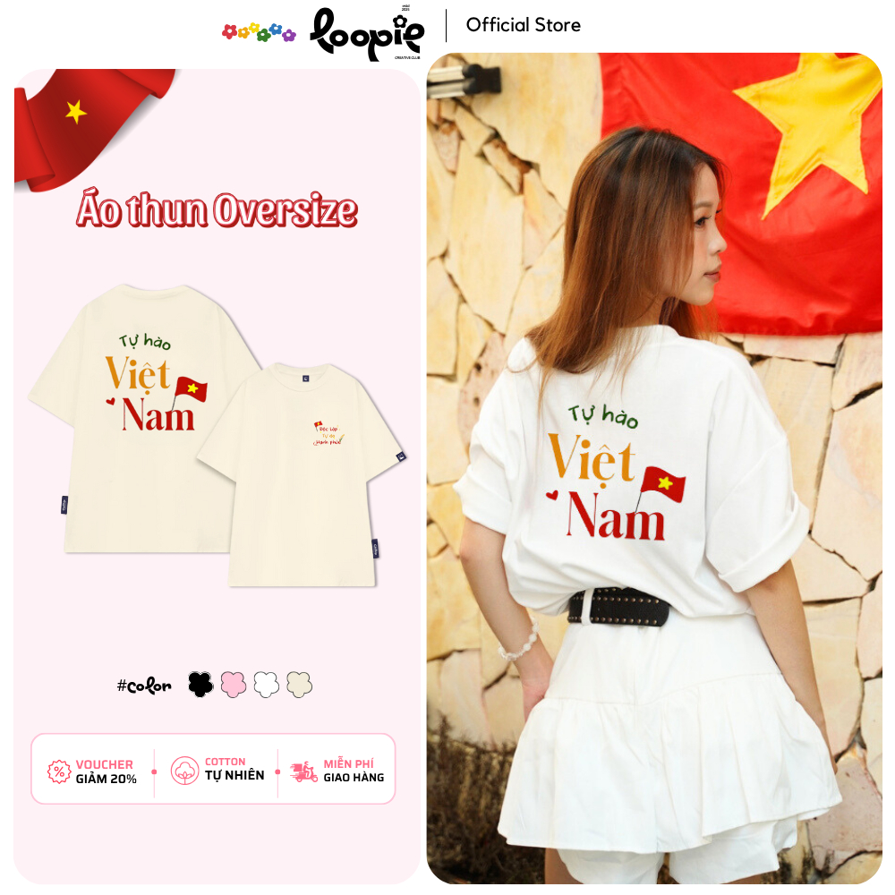 Áo Thun Tự Hào Việt Nam Unisex Dễ Thương Loopie – LP41 Form Oversize Dành Cho Nam Nữ
