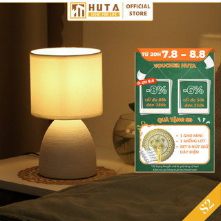 Đèn ngủ để bàn gốm sứ HUTA Light For Life S2 decor phòng ngủ, điều chỉnh độ sáng, ánh sáng vàng