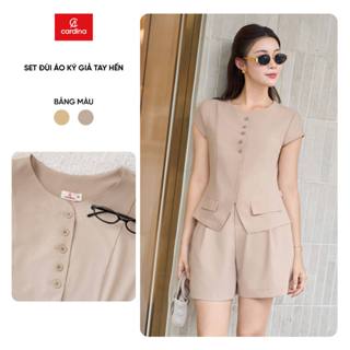 Bộ đồ nữ CARDINA set đùi áo ký giả tay hến chất liệu thô hàn mềm mát 5SQN03