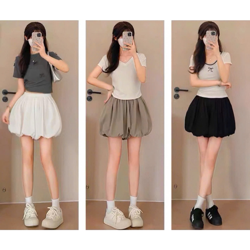 Chân váy đũi cạp chun có quần bảo hộ nhẹ nhàng trẻ trung dễ phối đồ, 35-58 kg mặc đẹp