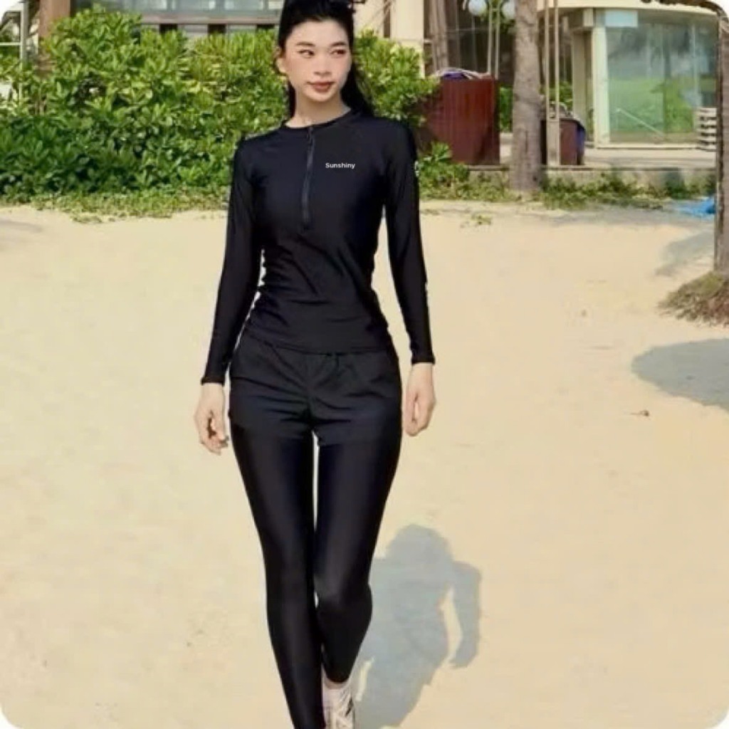 Đồ bơi nữ, đồ đi biền dài tay quần dài năng động siêu kín đáo, chống nắng có sẵn mút ngực cho nữ | BigBuy360 - bigbuy360.vn