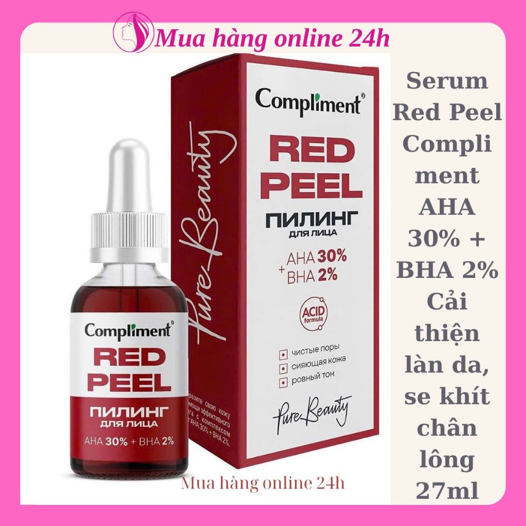 Serum Red Peel Compliment AHA 30% + BHA 2% Cải thiện làn da, se khít chân lông 27ml