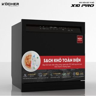 Máy rửa bát Kocher X10 Pro 10 bộ mini để bàn - âm tủ sấy khí tươi ptc bảo hành 2 năm chính hãng