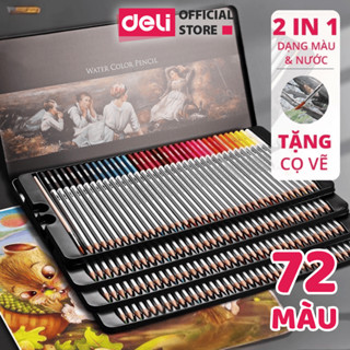 [TẶNG CỌ] Bút Chì Màu Gốc Nước Cao Cấp Hộp Thiếc 72 Màu Chuyên Nghiệp Finenolo Deli Vẽ Thiết Kế, Phác Họa, Tô Màu Tươi