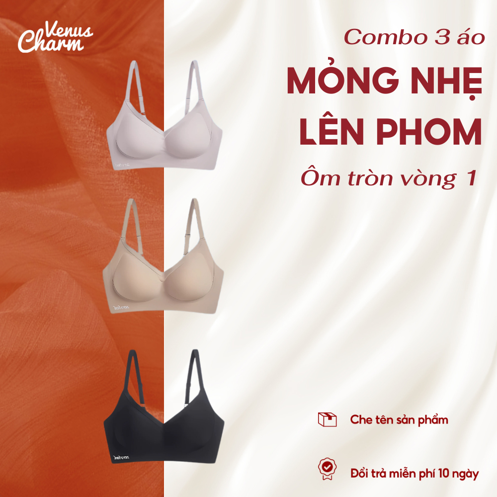 Combo 3 áo lót lười eMfit Venus Charm không gọng, không đường viền, đệm mỏng nâng đẩy siêu nhẹ - 0676 | BigBuy360 - bigbuy360.vn