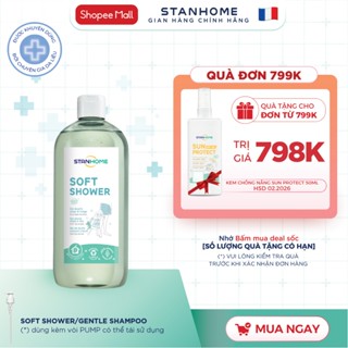 Sữa tắm, rửa mặt cấp ẩm cho viêm da cơ đia, chàm, vẩy nến, da mụn nước không xà phòng Stanhome Soft Shower 740ml