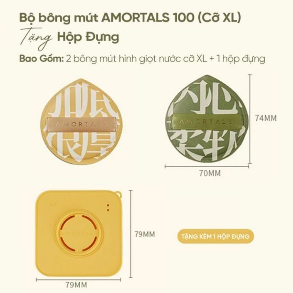 Ảnh 3 của Mút xốp trang điểm AMORTALS Tán đều kem nền, cushion, che khuyết điểm giúp lớp trang điểm mịn màng