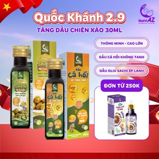 Dầu Ăn Dặm Cho Bé NutriAZ - Set Dầu Cá Hồi, Oliu Sachi,Chiên Xào 5 Hạt Quý NutriAZ Thông Minh Cao Lớn Cho Bé Từ 6 Tháng