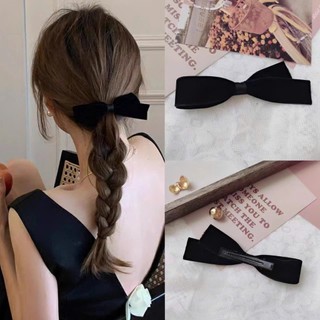  Kẹp tóc Nơ Mảnh bọc Nhung 1 bên tiểu thư màu đen cao cấp 