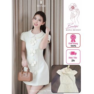 [ Sẵn - Hỏa Tốc ] Đầm Suông Xòe Đính Hoa Chuẩn TRÂN ALI Sang Chảnh Đầm Dự Tiệc Thiết Kế