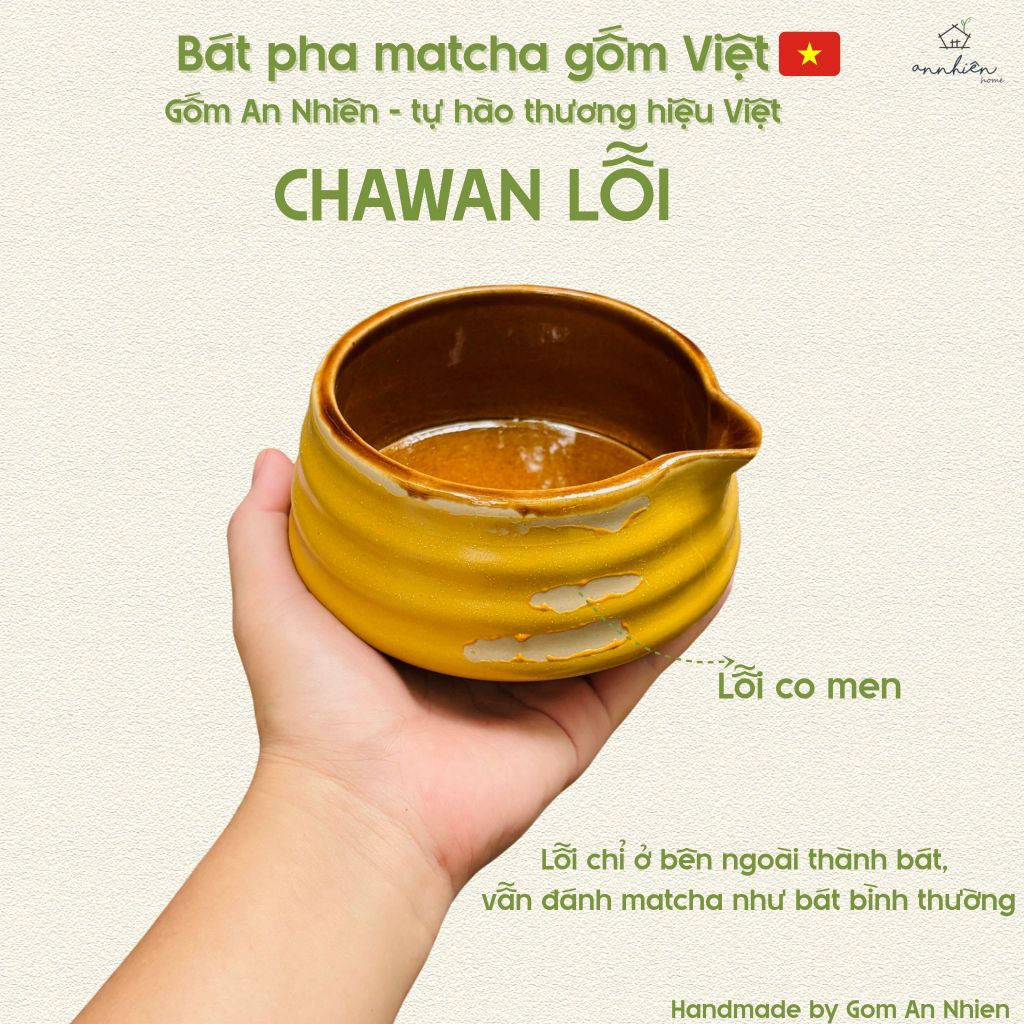 [Xả kho] Chawan gốm lỗi nhẹ, chawan gốm Việt, bát pha matcha latte - gốm An Nhiên