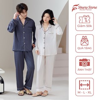 Đồ ngủ pyjama nam nữ Shury Store Home Wear DD04 size 45-95kg tay dài quần dài  bộ đôi couple lụa