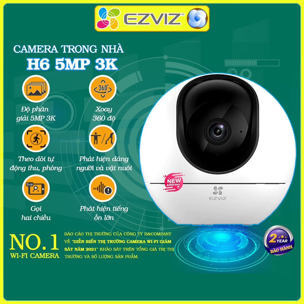 Camera wifi Ezviz E6 H6 5MP 3K siêu nét chính hãng, đàm thoại