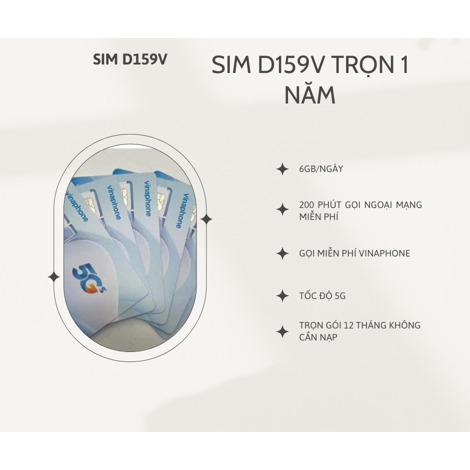 [SIÊU ƯU ĐÃI] SIM VINAPHONE 5G - TRỌN GÓI GỌI SỬ DỤNG DATA 1 NĂM