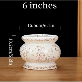 Lư hương sứ Bạch Ngọc hoa sen