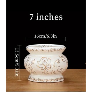 Lư hương sứ Bạch Ngọc hoa sen