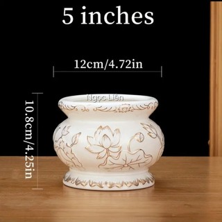 Lư hương sứ Bạch Ngọc hoa sen