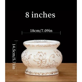 Lư hương sứ Bạch Ngọc hoa sen