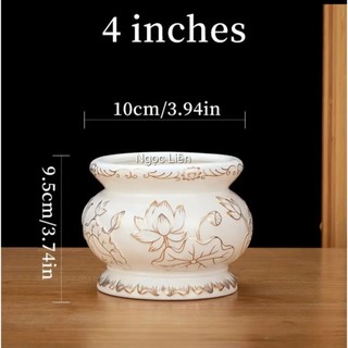 Lư hương sứ Bạch Ngọc hoa sen