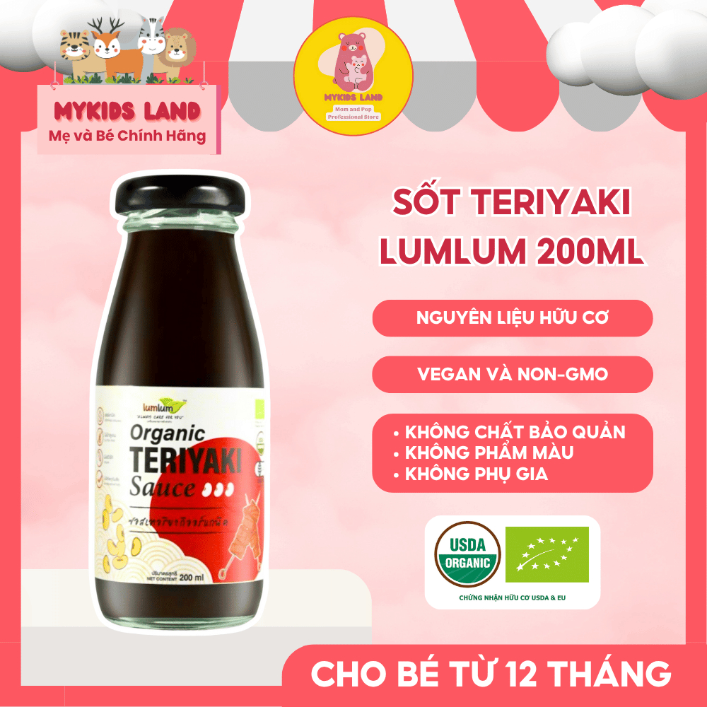 [DATE T3.2027] Gia Vị - Nước Sốt Teriyaki Hữu Cơ LumLum Thái Lan Cho Bé Ăn Dặm Từ 12M+ Chai 200ml