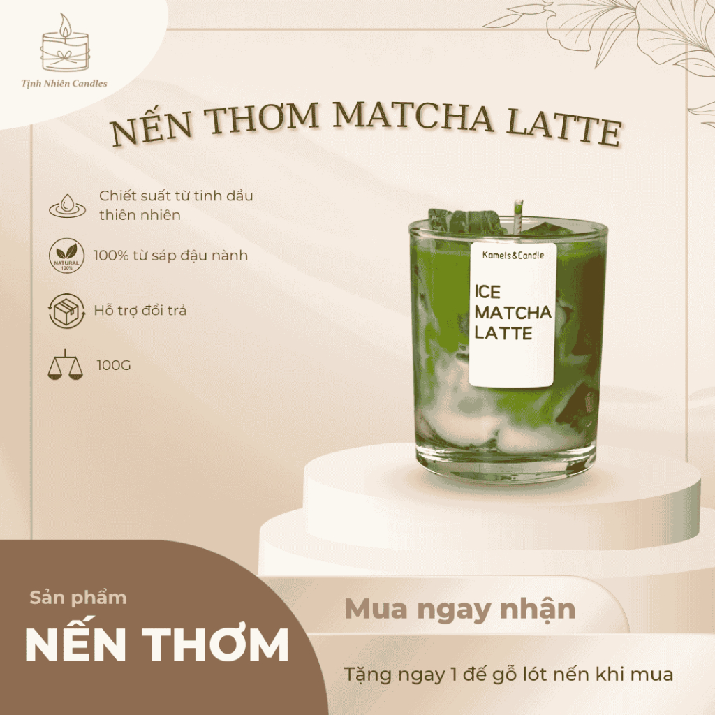 Nến Thơm Matcha Latte – Ice Matcha Latte – 100G