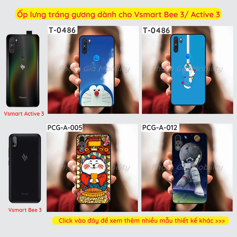 Ốp lưng cao cấp Vsmart Active 3/ Bee 3 ép cường lực dẻo bóng bẩy 3D kính in hình Doraemon, vũ trụ,...chống bể, nét đẹp
