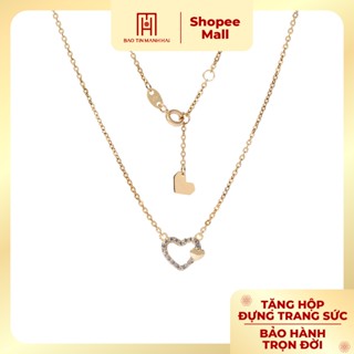 Dây chuyền vàng 10K liền mặt trái tim nhỏ xinh khảm đá Bảo Tín Mạnh Hải PYD2V10KDH-507004