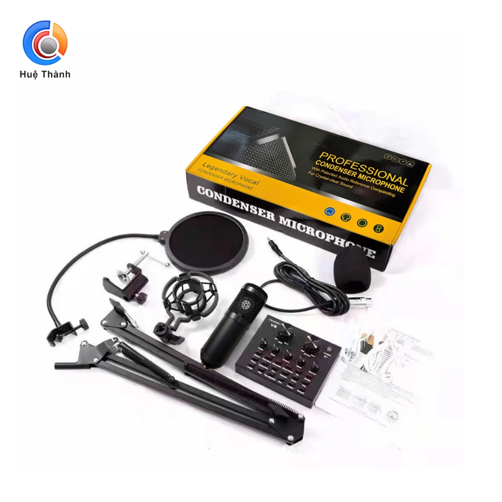 Combo BM800 micro thu âm, đầy đủ phụ kiện, Combo soundcard V8, kèm mic thu âm bm800 có autotune