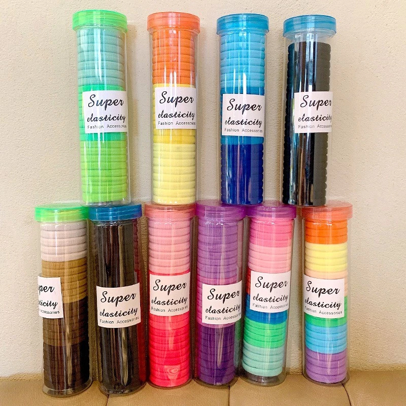 Ống 20 Dây Chun Cột Tóc Co Giãn Nhiều Màu Dùng Nhiều Lần Phụ Kiện Tóc Cho Nữ Và Bé Gái
