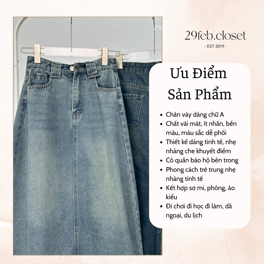 Chân Váy Jeans Bò Dáng Suông Dài Lưng Cao Tua Rua Gấu Thời Trang Hàn Quốc - 29feb.closet - CV43 | BigBuy360 - bigbuy360.vn