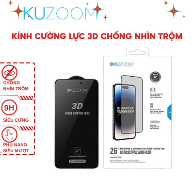 Kính Cường Lực 3D Chống Nhìn Trộm Chính Hãng Kuzoom Bảo Vệ Sự Riêng Tư Cho X-11-12-13-14-15-16Promax