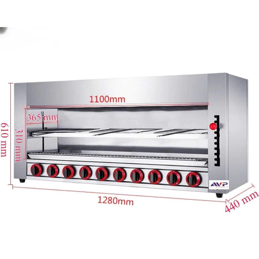 Lò nướng salamander - bếp nướng không khói, bếp nướng công nghiệp không khói 4-6-8-10 họng