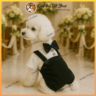 Quần áo vest cho chó mèo –  sơ mi nơ đen cao cấp, đồ thú cưng chụp ảnh siêu đẹp 186