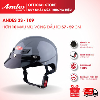 [Official] Mũ Bảo Hiểm Andes 3S-109, Kiểu Nửa Đầu Không Kính Dành Cho Người Đầu To, Nhiều Màu Sắc
