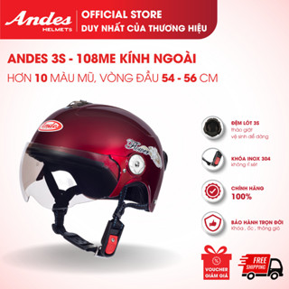 [Official] Mũ Bảo Hiểm Andes 3S-108ME, Kiểu Nửa Đầu Có Kính Dành Cho Nữ, Nhiều Màu Sắc