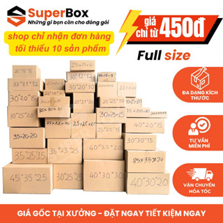 [VOUCHER LIVE 26K] Combo 10 Hộp carton đóng hàng FULL SIZE, thùng carton đóng hàng cứng cáp giá rẻ
