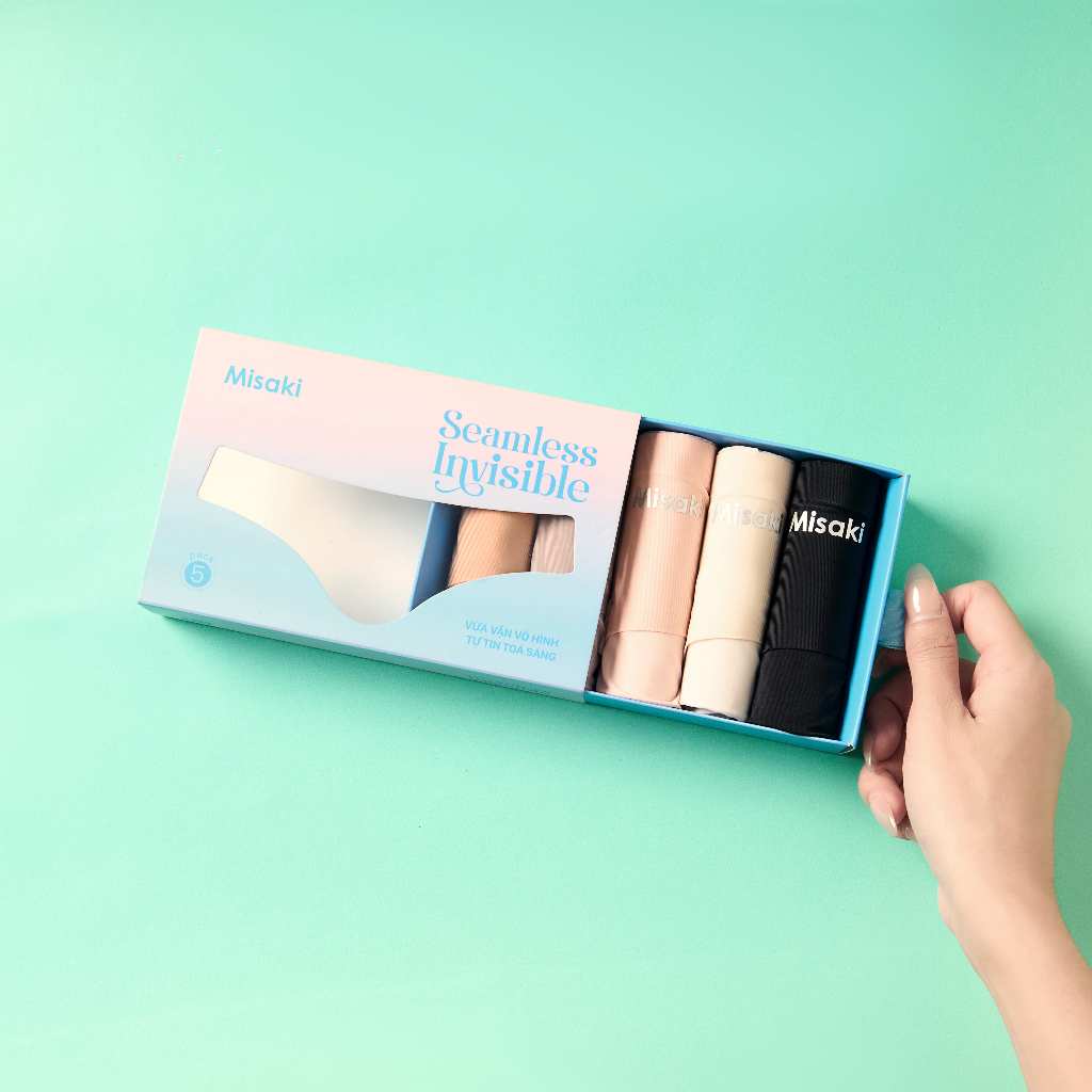 Combo 5 Quần lót nữ  Misaki su lạnh mềm lưng vừa không viền cao cấp thoải mái thoáng khí - M1018