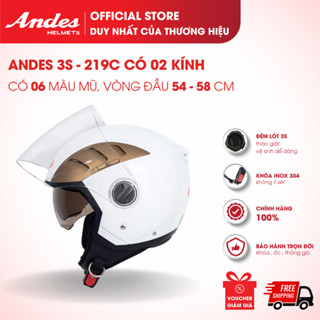 [Official] Mũ Bảo Hiểm Andes 3S-219C, Kiểu 3/4 Đầu Có 2 Kính Ngắn Và Dài Tiện Dụng, Nhiều Màu Sắc