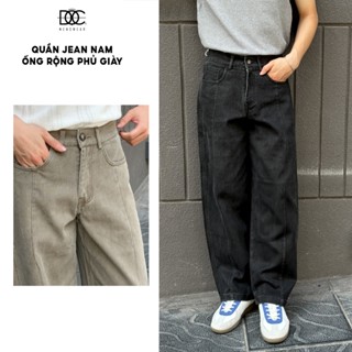 Quần jean nam ống suông Độc menswear form rộng phủ giày, vải dày dặn đứng dáng - Q696