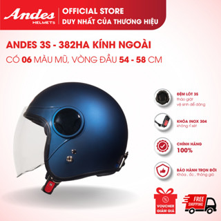 [Official] Mũ Bảo Hiểm Andes 3S-382H, Kiểu 3/4 Đầu Có Kính Dài Che Hết Mặt, Nhiều Màu Sắc