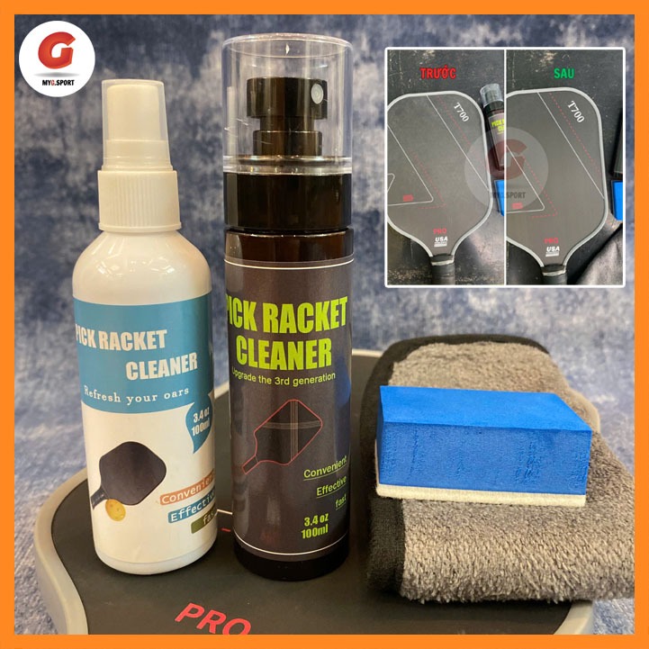  Chai xịt vệ sinh mặt vợt Pickleball 100ml - Tặng kèm mút vệ sinh và khăn lau chuyên dụng 