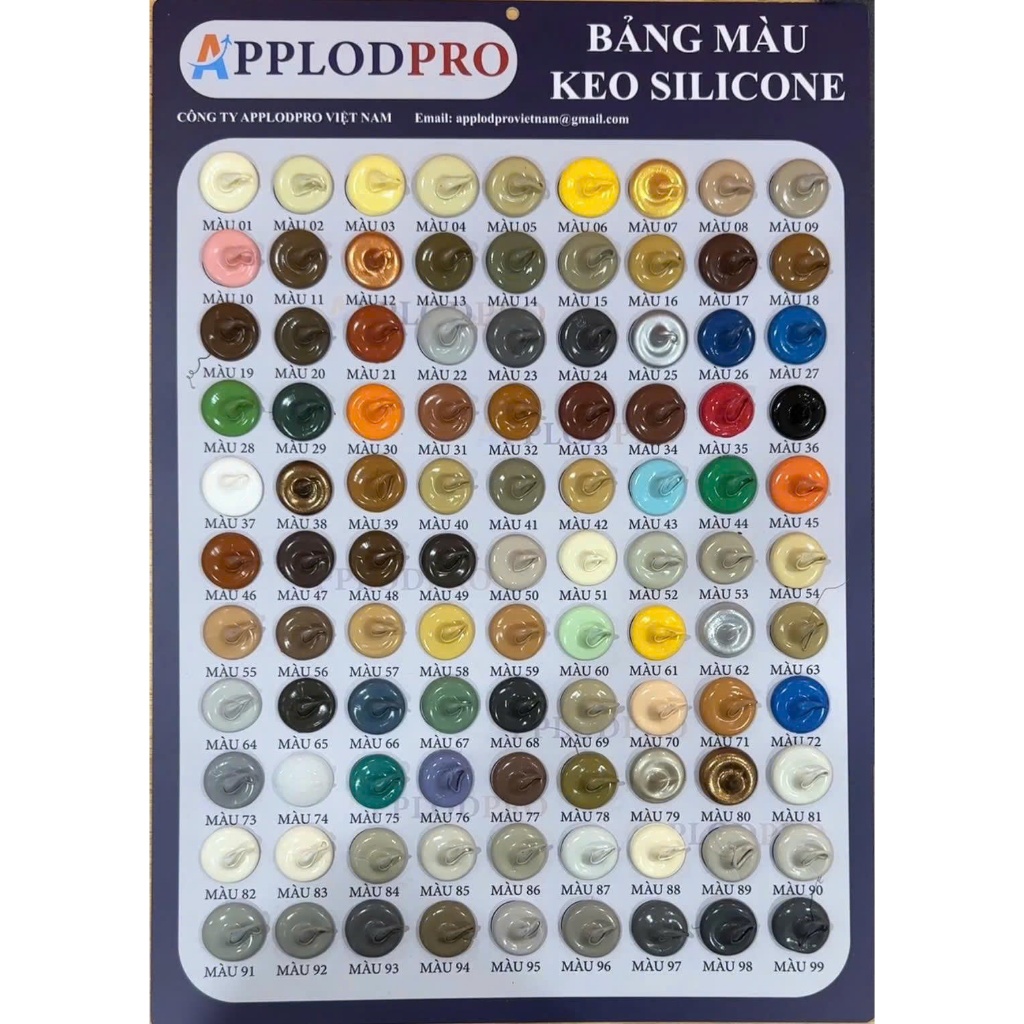 Bảng Màu Keo Silicon màu có 99 màu khác nhau
