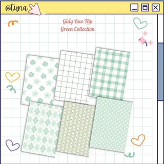  Giấy Bao Tập Boc Vở   Green Collection   Mày Xanh Pastel Bao Sách Giáo Khoa Màu Xanh Lá Cây A5 B5 