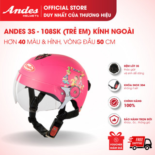 [Official] Mũ Bảo Hiểm Andes 3S-108SK, Kiểu Trẻ Em Nửa Đầu Có Kính, Nhiều Màu Sắc Hoa Văn
