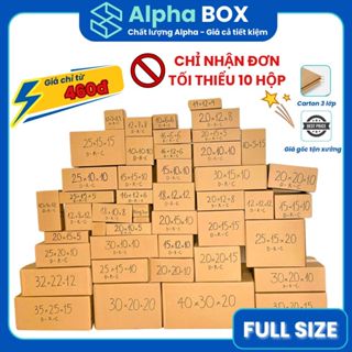 [COMBO 10] Hộp Carton đóng hàng NHIỀU KÍCH THƯỚC đóng gói giao hàng tiện lợi giá rẻ - ALPHA BOX